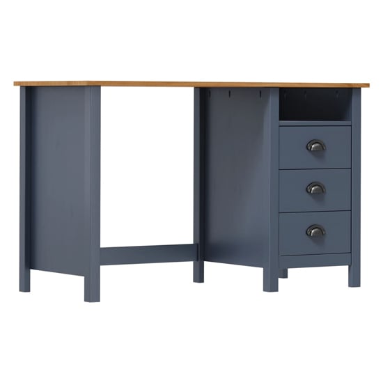 Product photograph of Kendal Wooden Laptop Desk With 3 Drawers In Grey And Brown from Furniture in Fashion