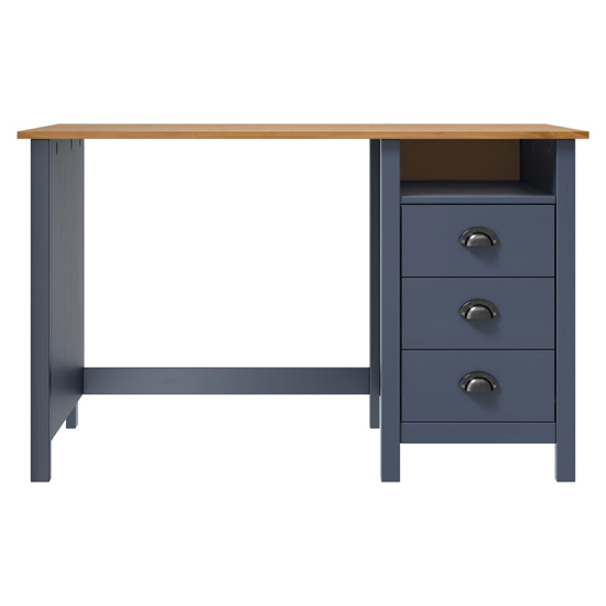 Kendal Wooden Laptop Desk With 3 Drawers In Grey And Brown