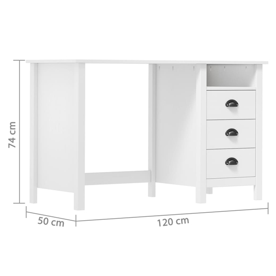 Kendal Wooden Laptop Desk With 3 Drawers In White