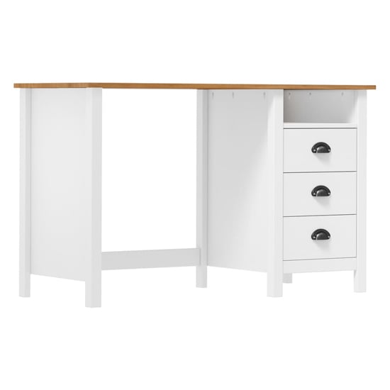 Product photograph of Kendal Wooden Laptop Desk With 3 Drawers In White And Natural from Furniture in Fashion