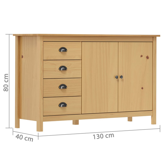 Kendal Wooden Sideboard With 4 Drawers In Brown