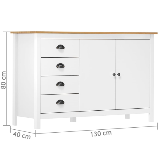 Kendal Wooden Sideboard With 4 Drawers In White And Brown