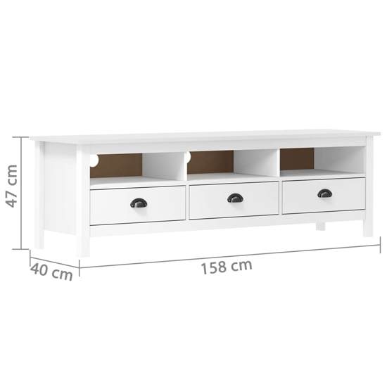 Kendal Wooden TV Stand With 3 Drawers In White