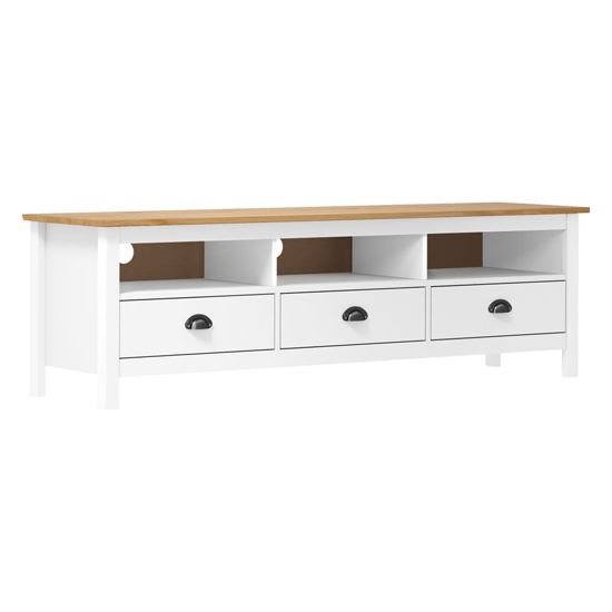 Read more about Kendal wooden tv stand with 3 drawers in white and brown