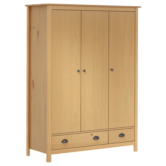 Product photograph of Kendal Wooden Wardrobe With 3 Doors In Brown from Furniture in Fashion