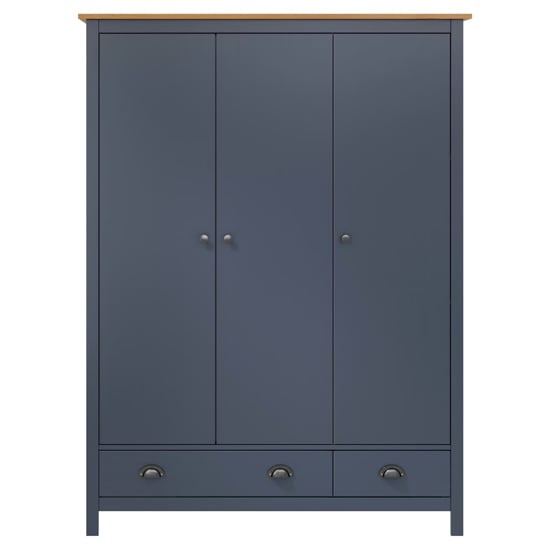 Kendal Wooden Wardrobe With 3 Doors In Grey And Brown