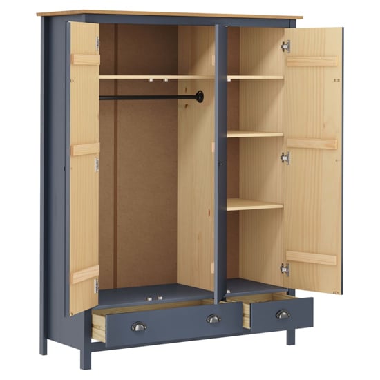 Kendal Wooden Wardrobe With 3 Doors In Grey And Brown