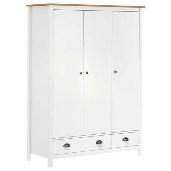Product photograph of Kendal Wooden Wardrobe With 3 Doors In White And Brown from Furniture in Fashion