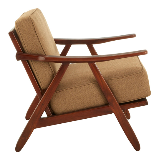 Kendari Teak Wood And Fabric Chair With Wooden Legs FiF