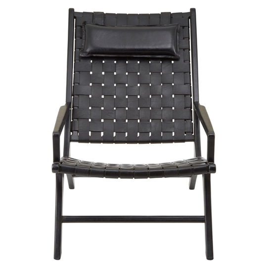 Formosa Teak Wood Woven Chair With Black Leather