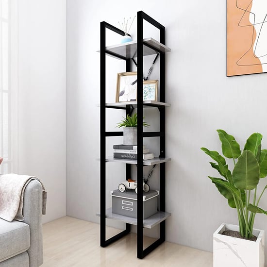 Kendria Wooden 4-Tier Bookshelf In Concrete Effect