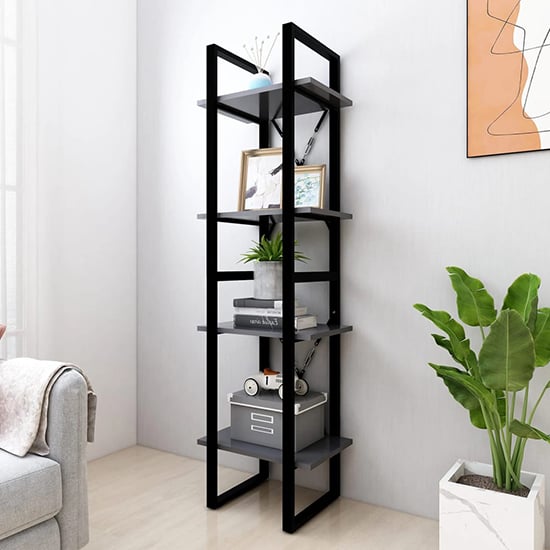 Read more about Kendria wooden 4-tier bookshelf in grey