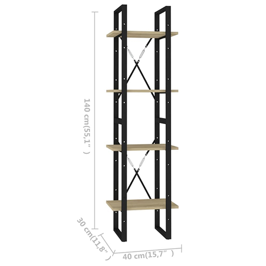 Kendria Wooden 4-Tier Bookshelf In Sonoma Oak_4