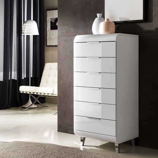 Product photograph of Kenia Contemporary Chest Of Drawers In White High Gloss from Furniture in Fashion