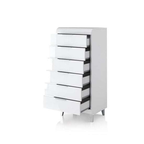 Kenia Contemporary Chest Of Drawers In White High Gloss_2