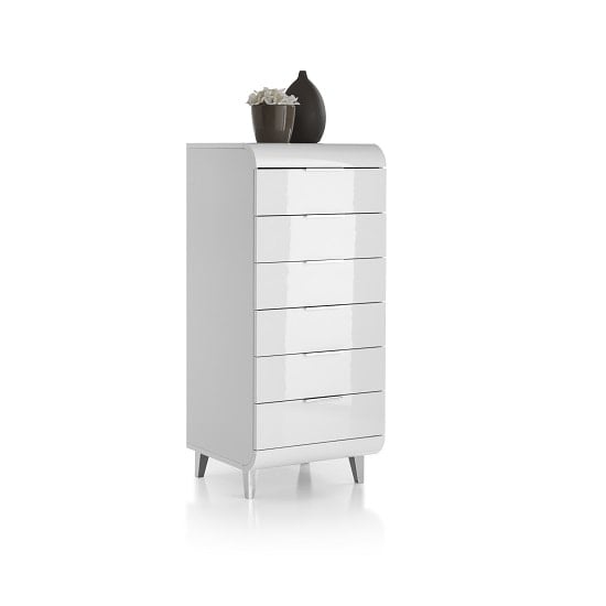 Kenia Contemporary Chest Of Drawers In White High Gloss_3