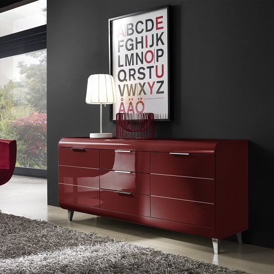 Kenia Modern Sideboard In Red High Gloss With 2 Doors 34841