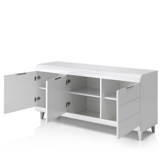 Kenia Contemporary Sideboard In White High Gloss With 3 Doors_2