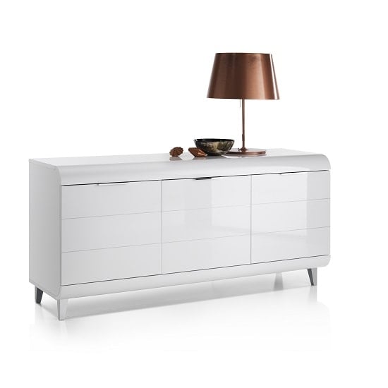 Kenia Contemporary Sideboard In White High Gloss With 3 Doors_4