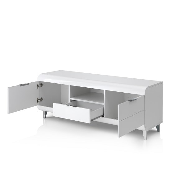 Kenia TV Stand In White High Gloss With 2 Doors_2