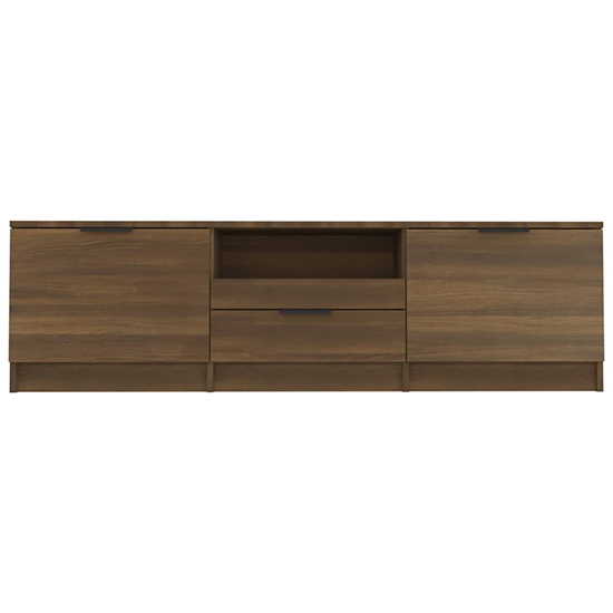 Kenna Wooden TV Stand With 2 Doors 1 Drawer In Brown Oak