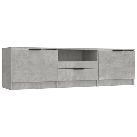 Kenna Wooden TV Stand With 2 Doors 1 Drawer In Concrete Effect