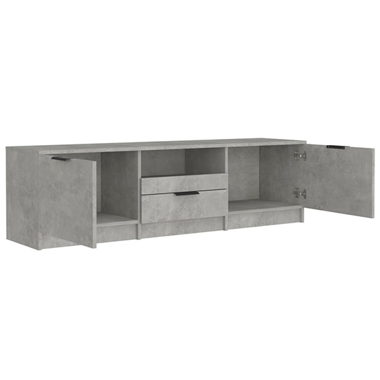 Kenna Wooden TV Stand With 2 Doors 1 Drawer In Concrete Effect