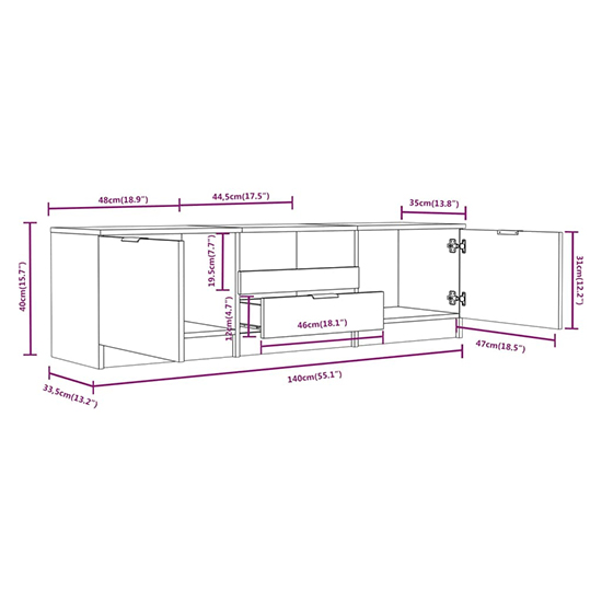 Kenna Wooden TV Stand With 2 Doors 1 Drawer In Concrete Effect
