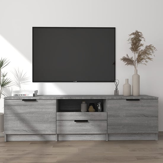 Product photograph of Kenna Wooden Tv Stand With 2 Doors 1 Drawer In Grey Sonoma Oak from Furniture in Fashion