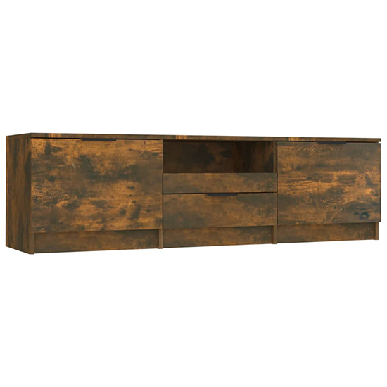 Kenna Wooden TV Stand With 2 Doors 1 Drawer In Smoked Oak