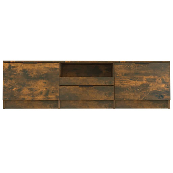 Kenna Wooden TV Stand With 2 Doors 1 Drawer In Smoked Oak