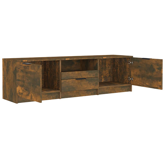 Kenna Wooden TV Stand With 2 Doors 1 Drawer In Smoked Oak