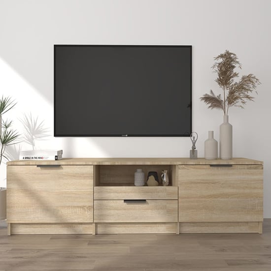 Product photograph of Kenna Wooden Tv Stand With 2 Doors 1 Drawer In Sonoma Oak from Furniture in Fashion