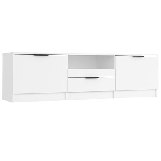 Kenna Wooden TV Stand With 2 Doors 1 Drawer In White