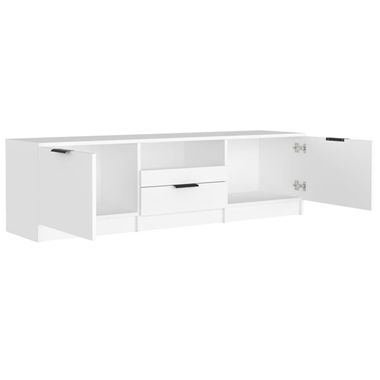 Kenna Wooden TV Stand With 2 Doors 1 Drawer In White