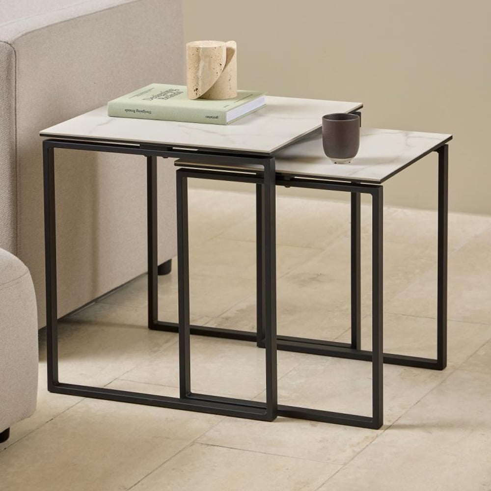 Kennesaw Ceramic Nest Of 2 Tables In White Akranes