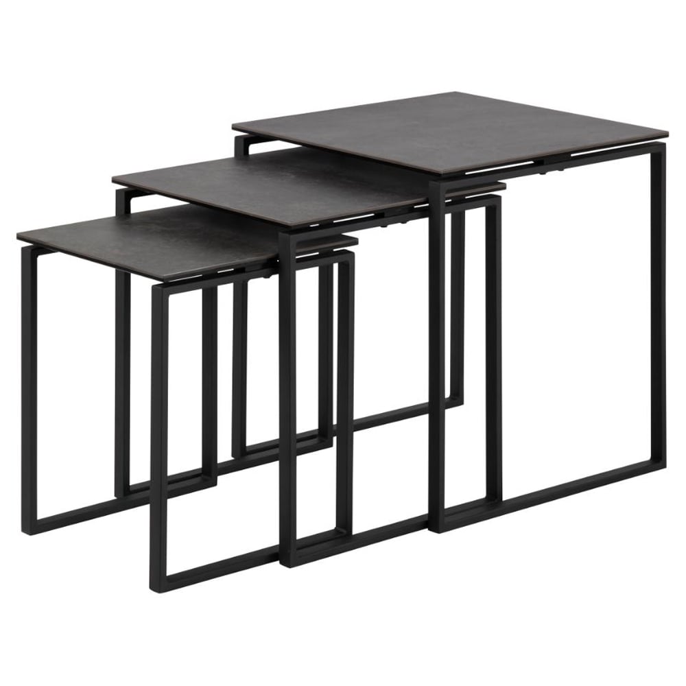 Kennesaw Ceramic Nest Of 3 Tables In Black Fairbanks