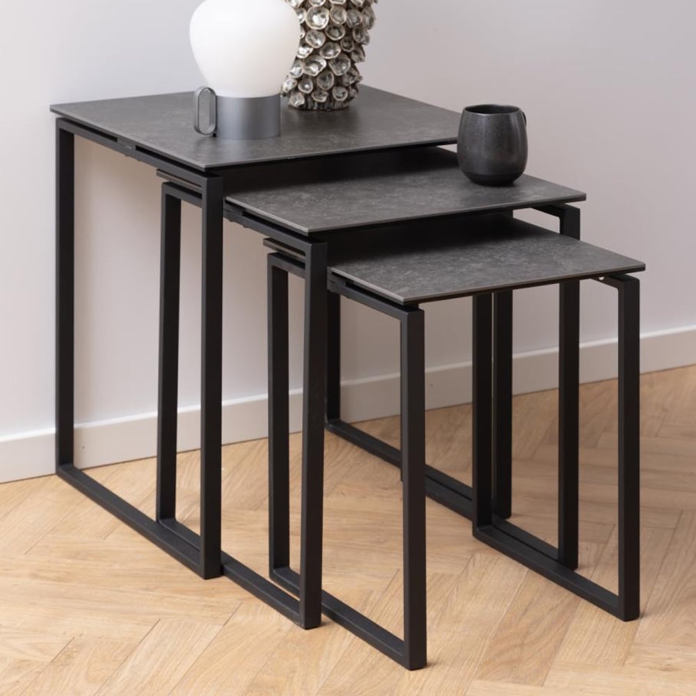Kennesaw Ceramic Nest Of 3 Tables In Black Fairbanks