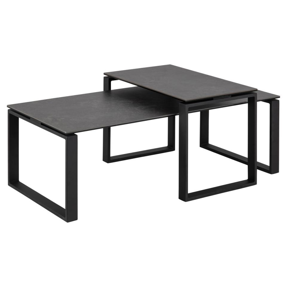 Kennesaw Ceramic Nesting Coffee Tables In Black Fairbanks