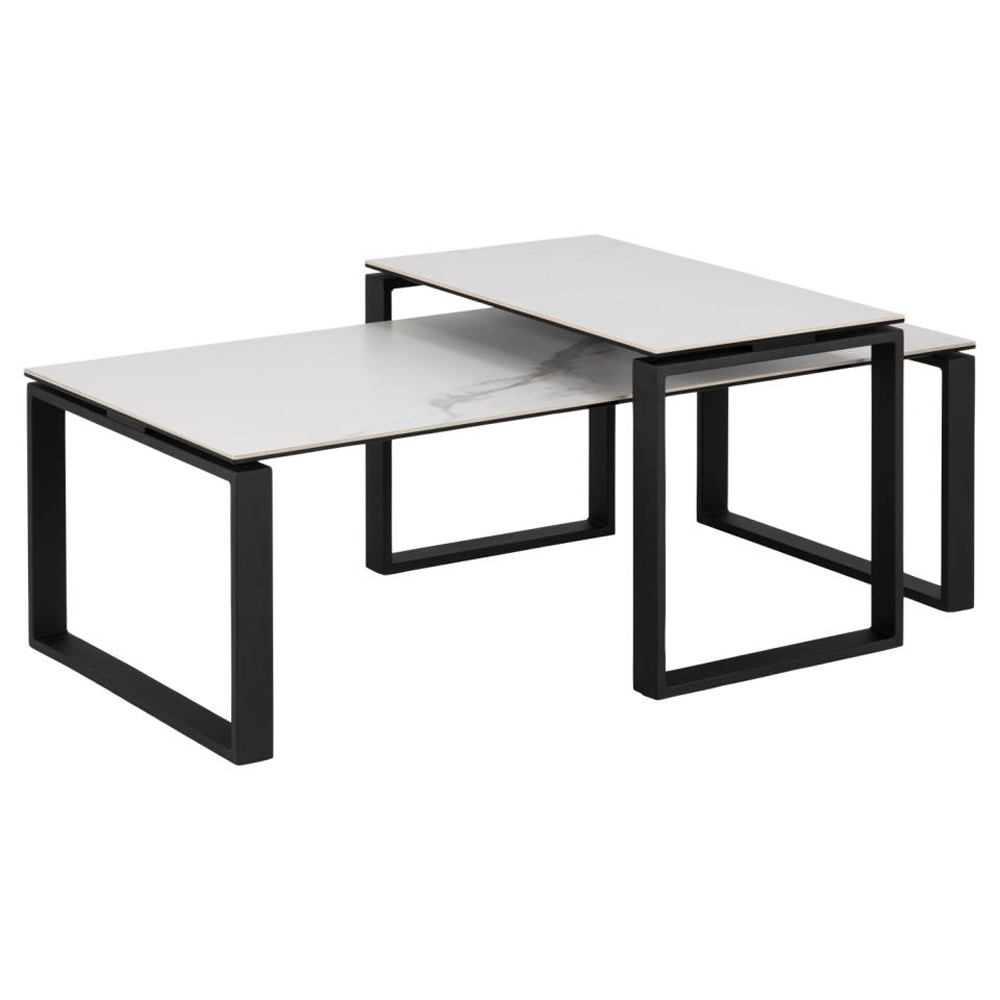 Kennesaw Ceramic Nesting Coffee Tables In White Akranes