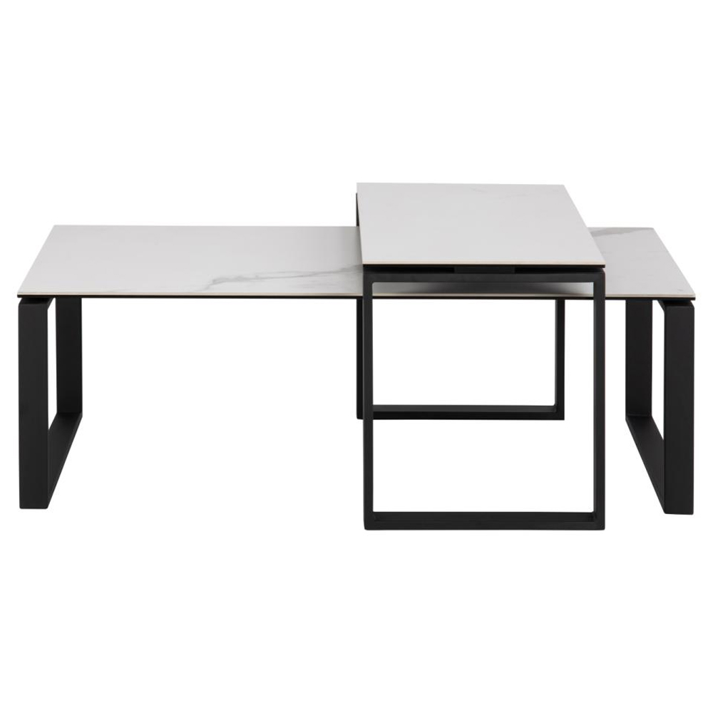 Kennesaw Ceramic Nesting Coffee Tables In White Akranes
