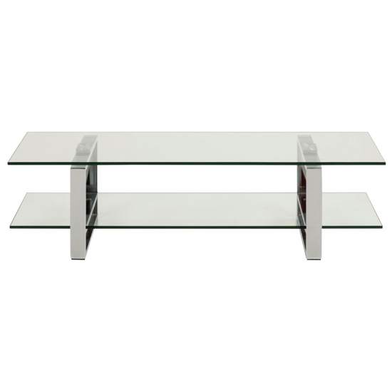 Kennesaw Clear Glass 1 Shelf TV Stand With Chrome Legs_2