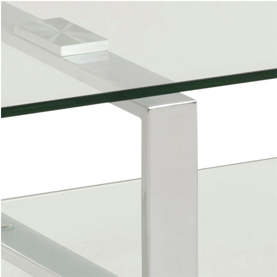 Kennesaw Clear Glass 1 Shelf TV Stand With Chrome Legs_4