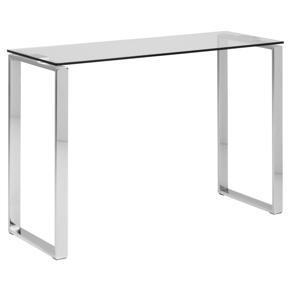 Kennesaw Clear Glass Console Table With Chrome Legs