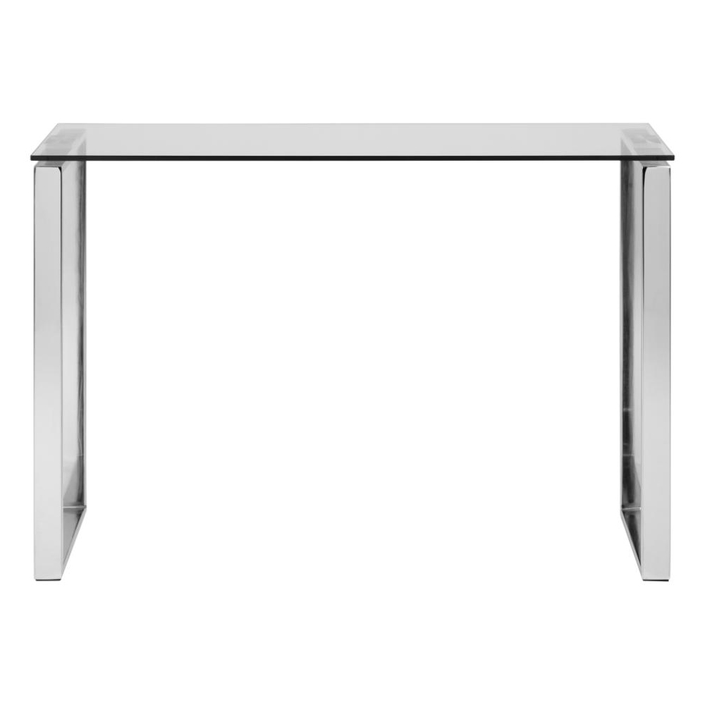 Kennesaw Clear Glass Console Table With Chrome Legs
