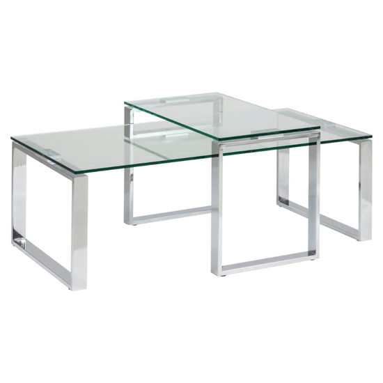 Kennesaw Clear Glass Nesting Coffee Tables - Chrome