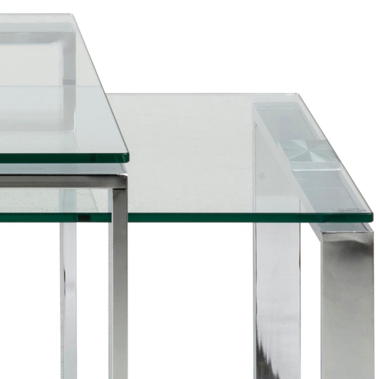 Kennesaw Clear Glass Nesting Coffee Tables - Chrome