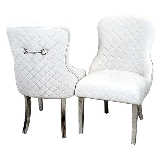 Read more about Kenneswick quilted back light grey velvet dining chairs in pair