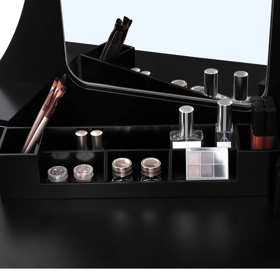 Kennewick Wooden Dressing Table Set In Black FiF