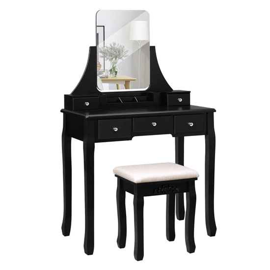 Kennewick Wooden Dressing Table Set In Black FiF